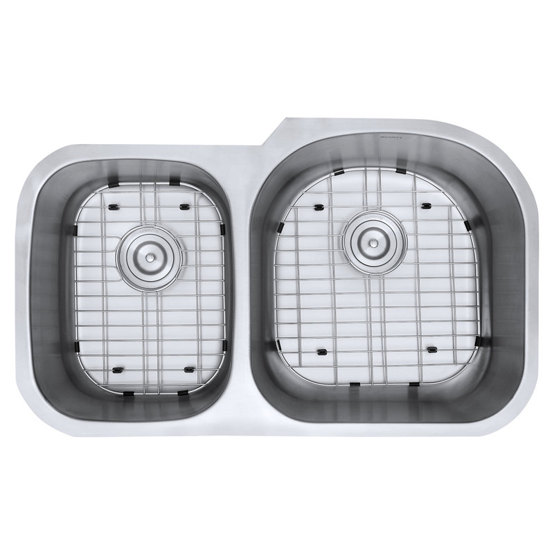 Évier de cuisine en acier inoxydable de calibre 16 à cuve double encastrable 40/60 Ruvati 34 pouces