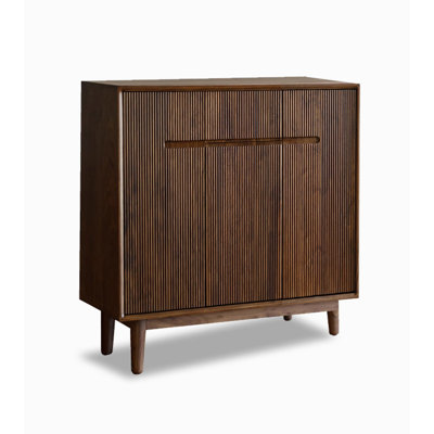 Armoire à chaussures en noyer noir uni avec portes à lattes