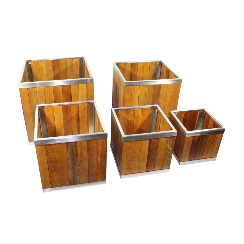 Boîte à fleurs carré eucalyptus, Brun moyen, H 18 po x l 18 po x P 18 po