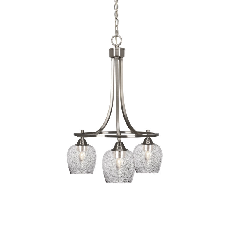 Lustre 3 lumières Paramount illustré en finition nickel brossé avec verre fumé de 6 po