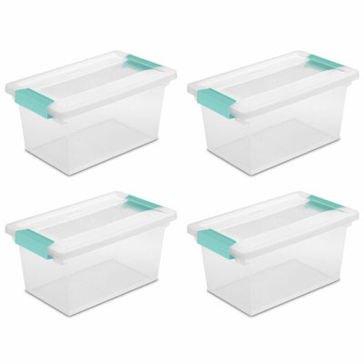 Sterilite Plastic Medium Clip Storage Box Container with Latching Lid