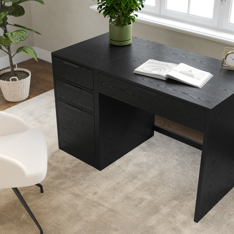 Martha Stewart Kayden Modular Single-Drawer Desk And 3 Drawer File Cabinet, Black