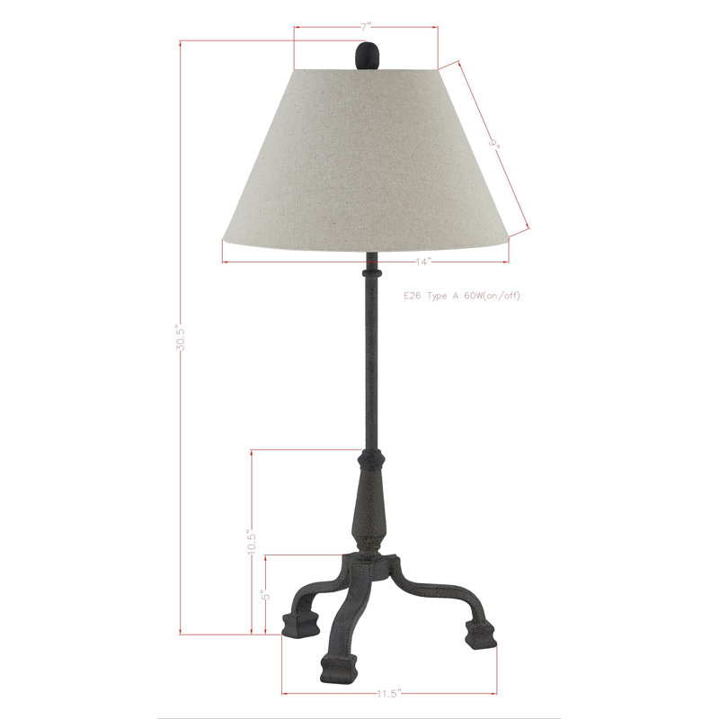 Marvin 30.5" Table Lamp with Linen Shade, Black