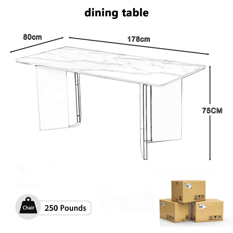 Table de salle à manger 70 po, Or blanc