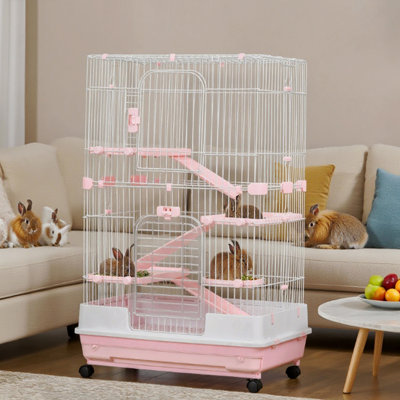 Cage à lapin avec roulettes