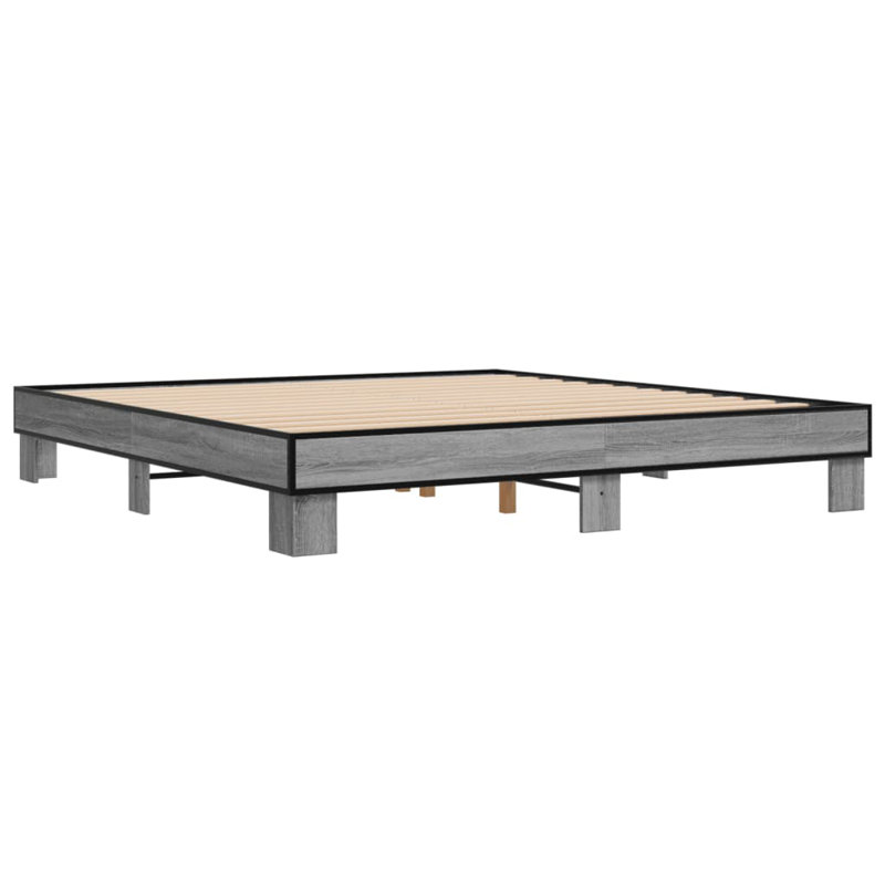 Vidaxl Bed Frame Metal, 200 x 200cm, Grey Sonoma