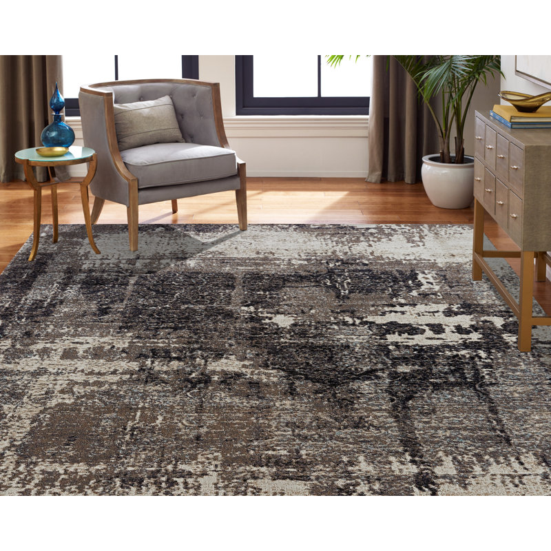 Earth Area Rug in Navy Blue/Charcoal/Ivory, Runner 2'8" x 10'