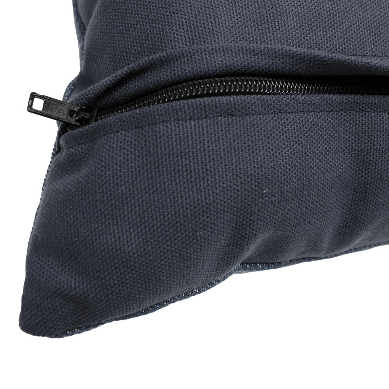 Colton Denim Blue Embroidered Cotton Rectangle Throw Pillow