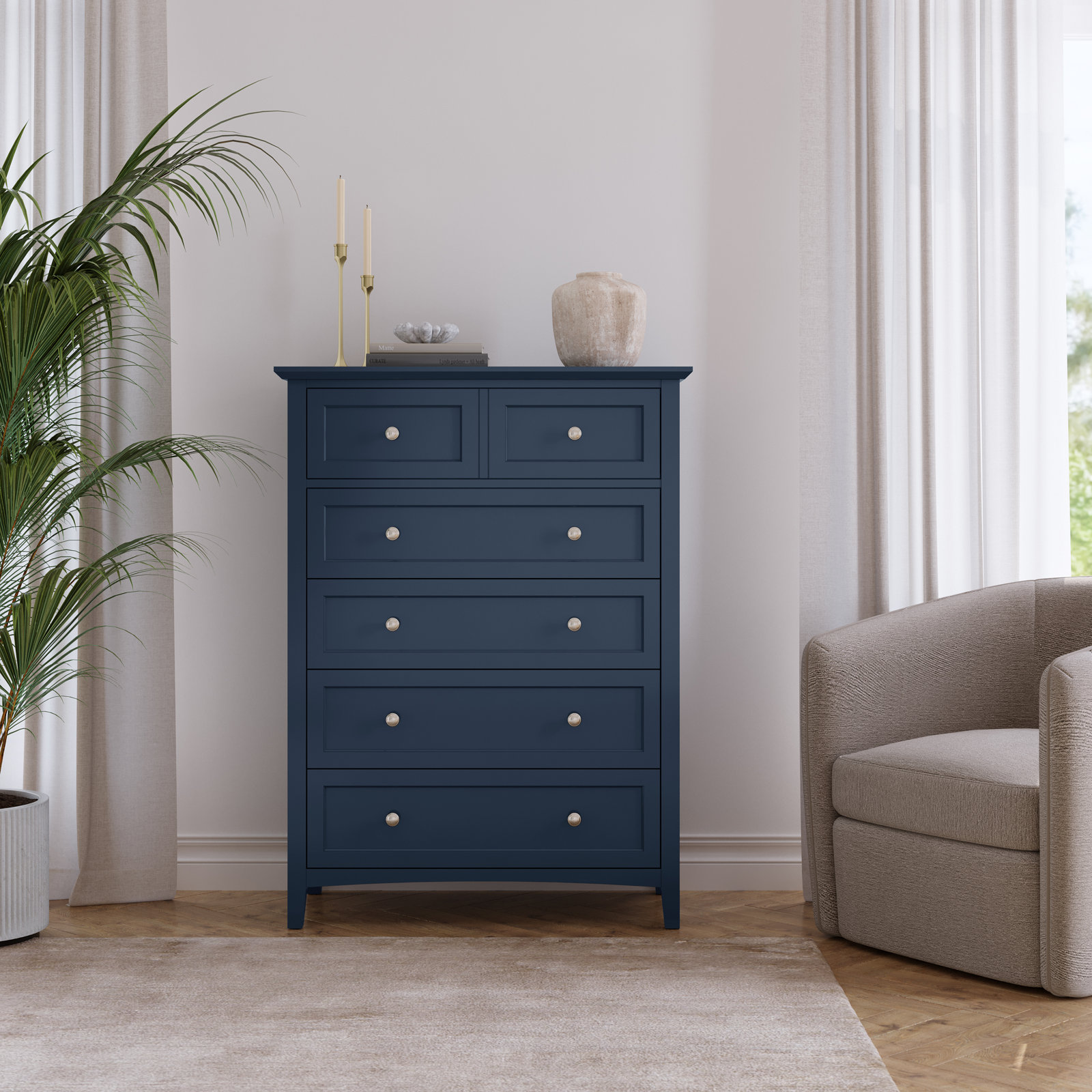 Renee 40" Mahogany Dresser, Blue