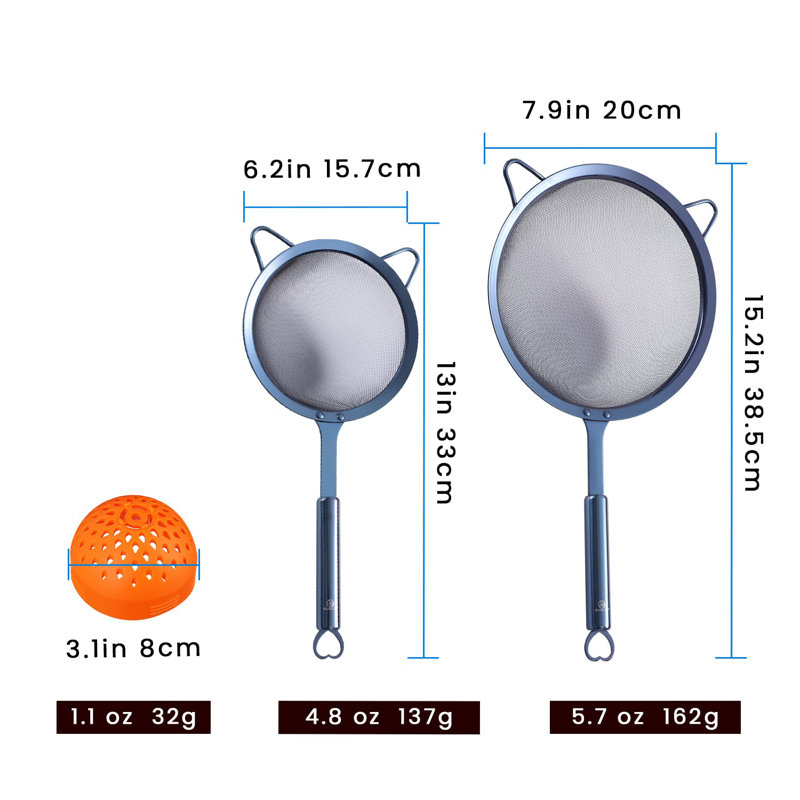 Gourmet Easy 2 - Piece Mesh Strainer Set, Blue