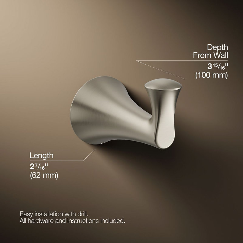 Buckley Robe Hook, Brushed Nickel