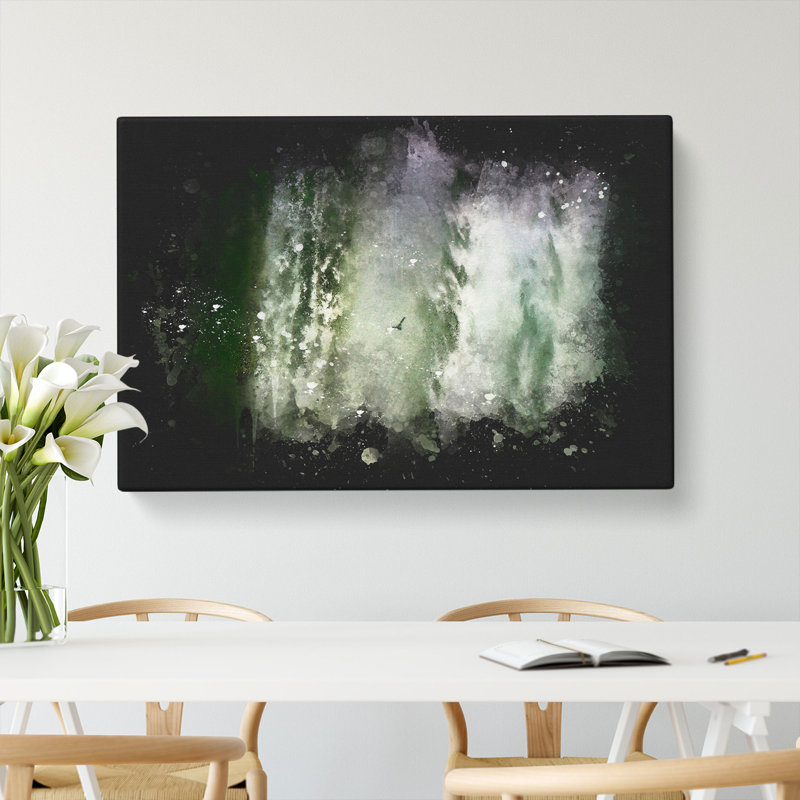Bird Flying By The Waterfall - Wrapped Canvas Painting, 50cm H x 76cm W x 3cm D
