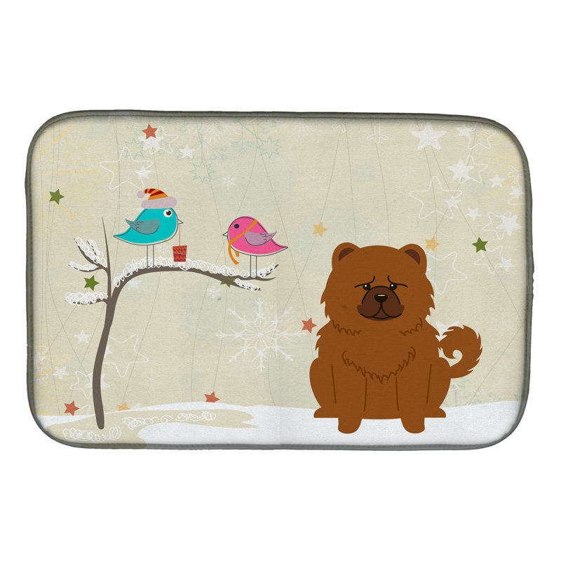 Tapis de noël entre amis chow chow, Rouge