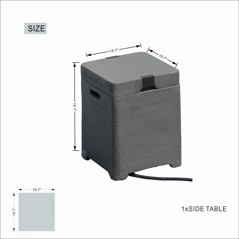 Rectangle Stone Propane Smokeless Fire Pit Table with Hidden Fuel Tank, Gray