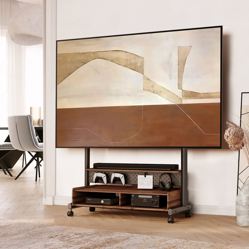 Charrisse Rolling Height Adjustable TV Stand, Brown