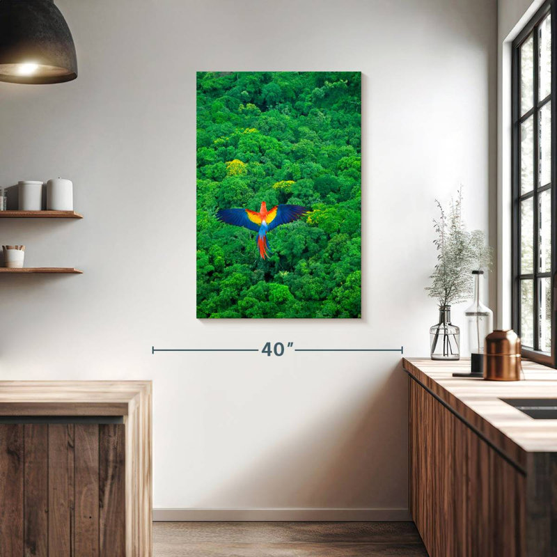Brampt Rainforest Scarlet Macaw, 39" H x 26" W