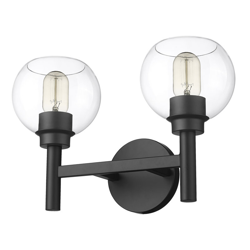 Éclairage pour meuble-lavabo à intensité variable à 2 lumières Jakeryan, Noir mat