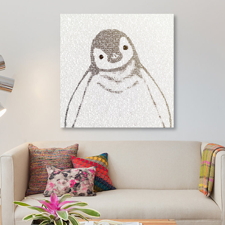 « the intellectuelle pingouin i », impression sur toile, H 12 po x l 12 po x P 0,75 po, Toile tendue, Pas de tapis