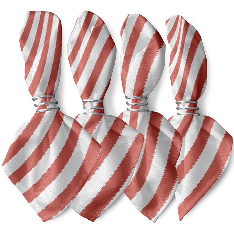 Stitch In Time Polyester Striped Square Napkin, 18" W x 18" L, Seed