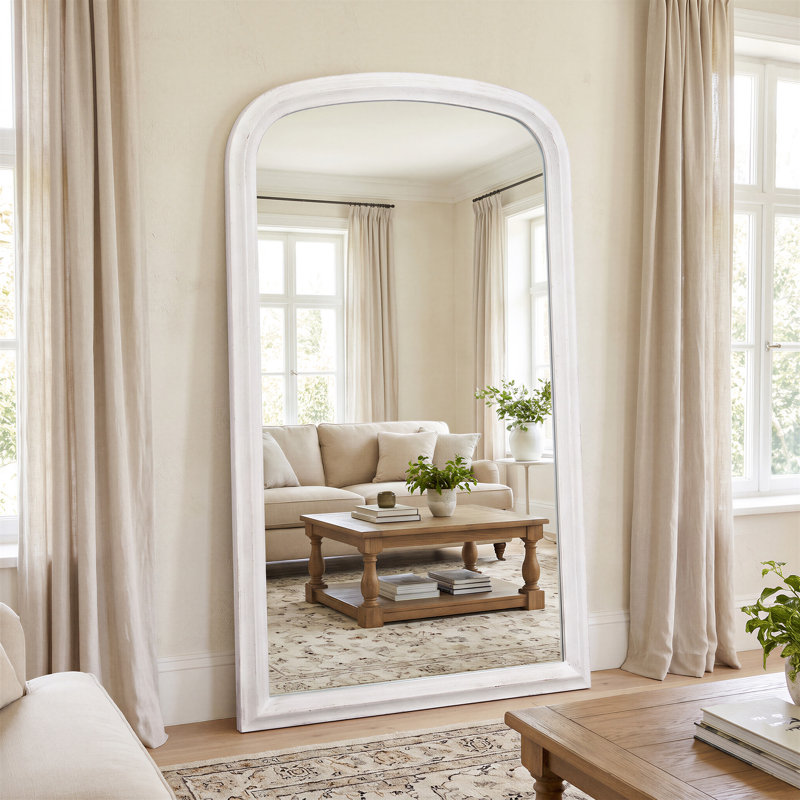 Miroir sur pied pleine longueur de 68 pouces avec cadre en bois et arc, idéal pour le salon, l'entrée ou la chambre.