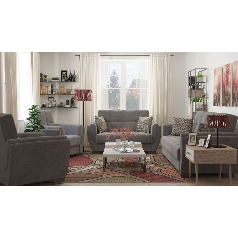 Fauteuil convertible avec rangement Primenest Skyhaven, microfibre grise