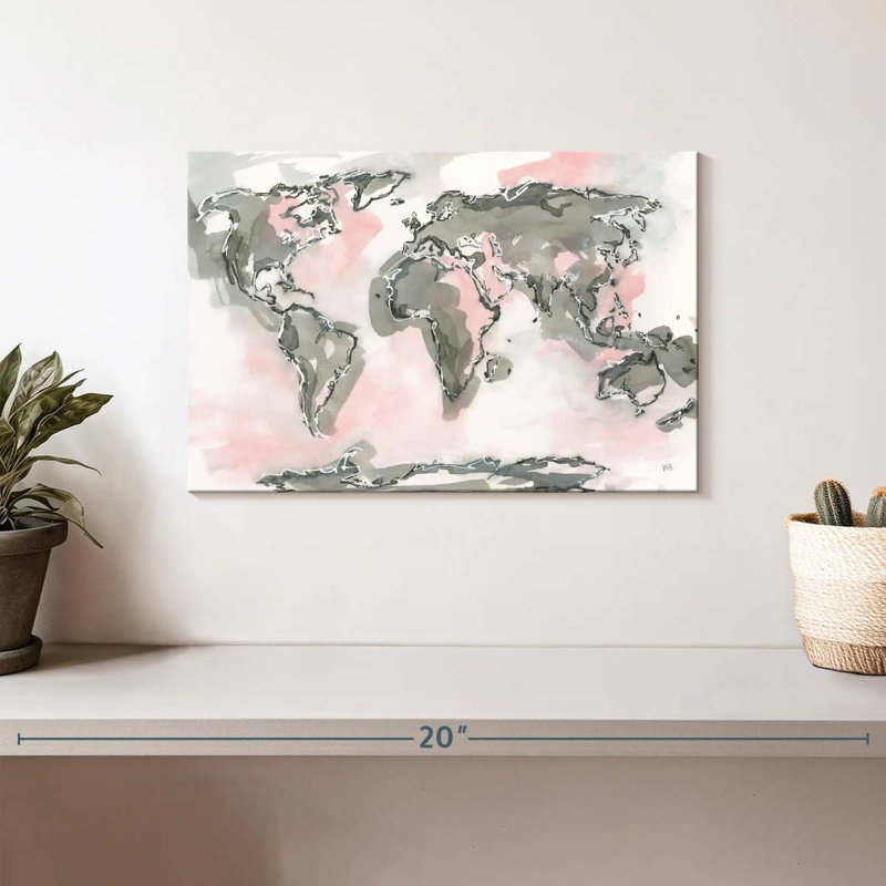 Carte du monde Aliaz rosé, H 8 po x l 12 po