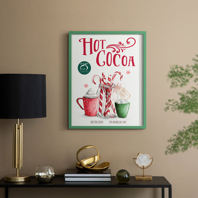 «Hot Cocoa», reproduction encadrée - bois massif, H 30 po x l 24 po, Vert