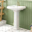 MiraForm 23.06 in. Wx 18.50 in. D Rectangular Pedestal Combo Single Bowl White Ceramic Bathroom Sink with Overflow Drain