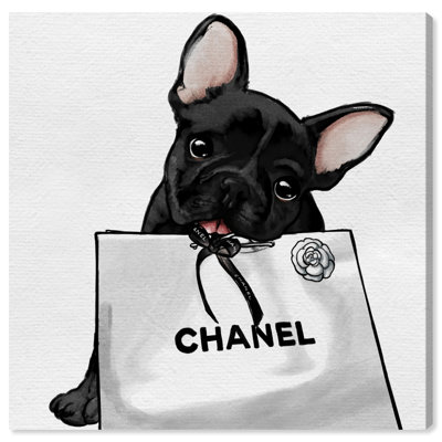 «Dogs and Puppies» Frenchie Glam White Bag », impression sur toile tendue