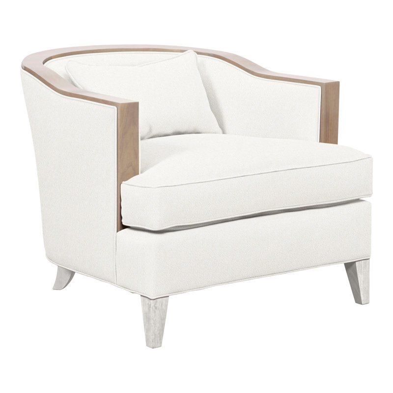 Thom Filicia Home Upholstered Barrel Chair, Casa Blanca, Kennelly Snow Polyester Blend