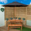 Gillian Outdoor Rectangular Wooden Garden Dining Table, 2 Benches With Parasol And Base Set-125188629-125188633