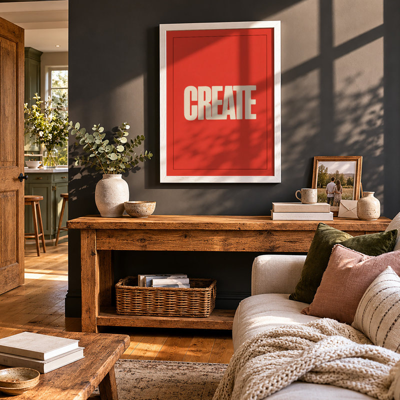 Create Typography - Framed Print, A3 - 42.0 x 29.7 cm, White