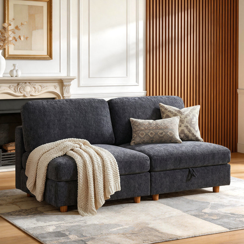 Ensemble de canapé modulaire sans accoudoirs avec rangement, Gray