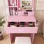 Table de coiffeuse avec miroir et lumières DEL réglables, prise de courant, support pour séchoir à cheveux et tabouret - coiffeuse compacte pour petites chambres-134004039
