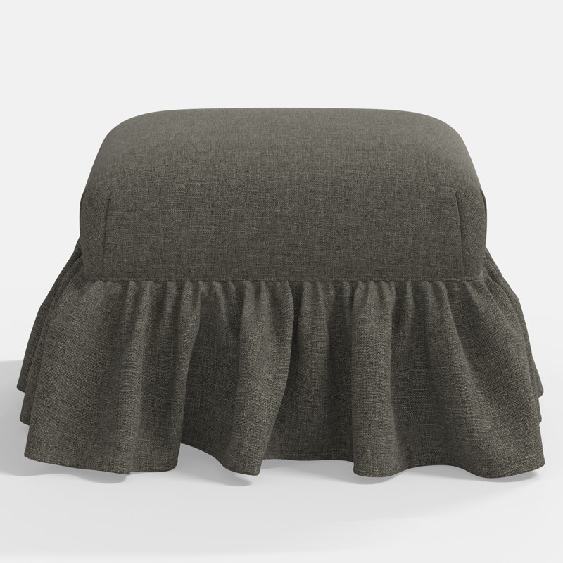 June Upholstered Ottoman, Zuma Charcoal Textured Linen