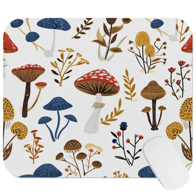 Botanical Cottagecore Mushrooms IV Plants Cottage Gaming Cute Office Laptop Desk Pad Gift Mat Square Rectangle Non-Slip Mousepad