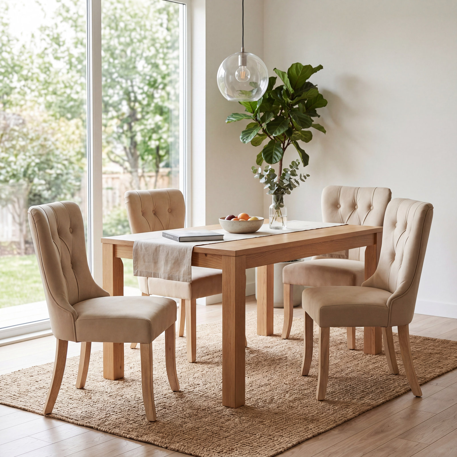 Dutton Upholstered Dining Chair, Oatmeal Velvet
