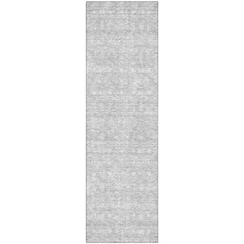 Tapis argenté de qualité supérieure lavable à la machine Prisco, Tapis de couloir 2 pi 3 po x 7 pi 6 po