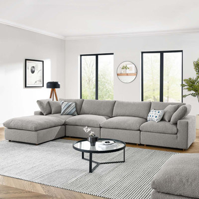 Modway Commix Down Filled Overstuffed Boucle Fabric 5-Piece Sectional Sofa