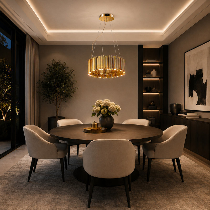 Leiter 16 - Light LED Modern Rod Shade Chandelier, Gold