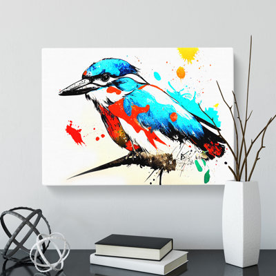 Kingfisher Bird Splash Vol.4 Abstract - Wrapped Canvas