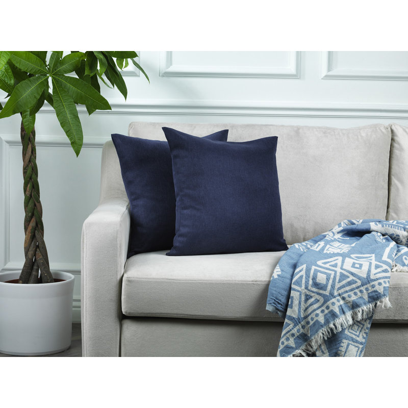 Housses de coussin rectangulaires en lin uni, Bleu marine