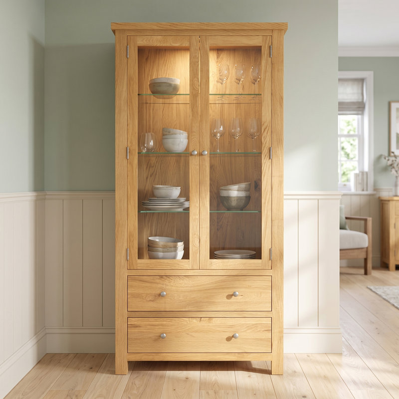 Solid Wood 90 cm W Display Cabinet