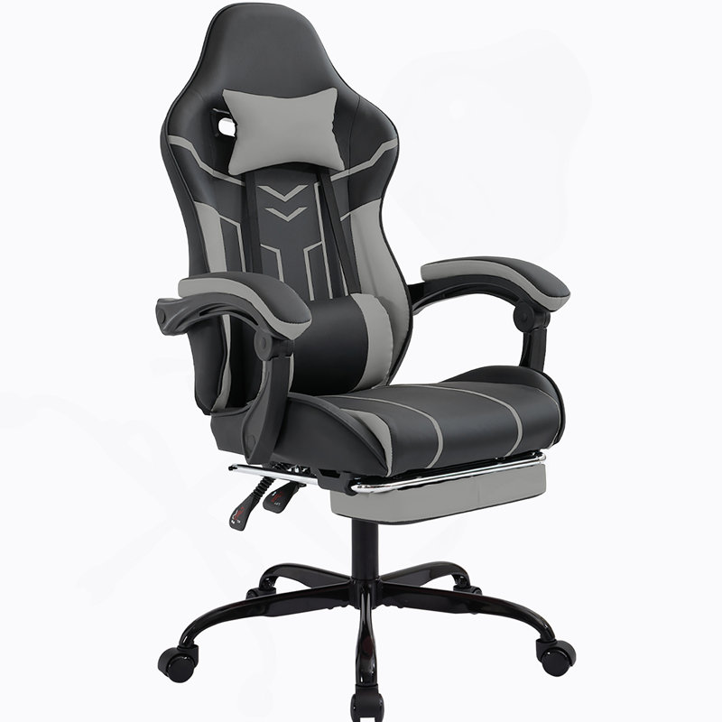 Chaise de jeu, chaise d'ordinateur ergonomique avec repose-pieds Chaise de bureau ergonomique avec dossier lombaire noir