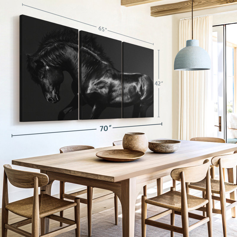 " Stallion Black On Black ", 42" H x 65" W