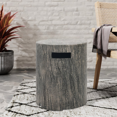 16X20 Inch Magnesium Oxide Tank Holder In Grey Tint, Round Shape, Lightweight And For Outdoor Lounging, No Assembly Entertaining,