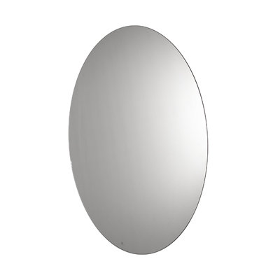 Round Flat Beveled Lighted Wall Mirror