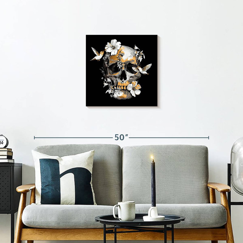 Crâne floral Kerner, H 20 po x l 20 po