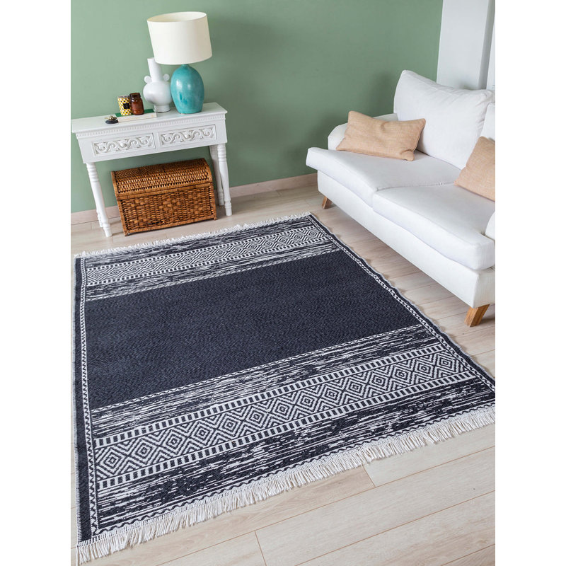 Rawl Striped Cotton Machine Made Indoor / Outdoor Area Rug, Rectangle 60 x 100cm