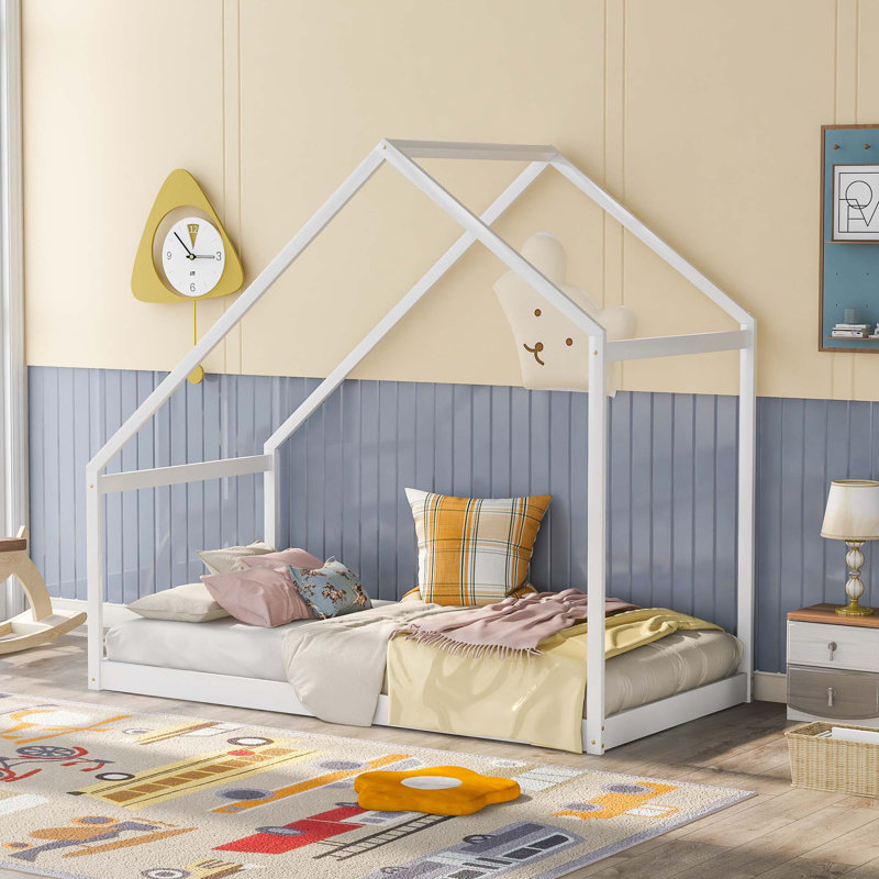 Lit en bois sans lattes, Simple, Blanc